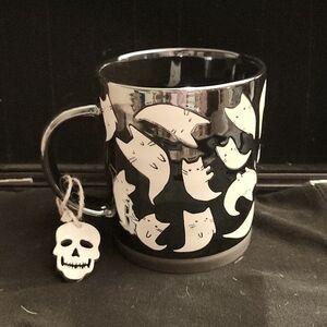 Chrome ghost cat coffee mug Halloween